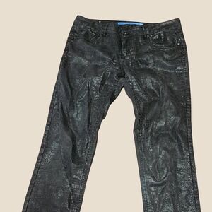 Whimsigoth Black crocodile skin print jeans tween size 13